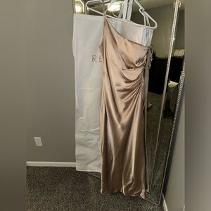 Revelry Gold Champagne Dress - Jade Satin Dress